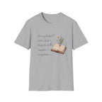 CM Homeschool Check List homeschool mom graphic t-shirt with a playful checklist-style homeschool graphic with bookish and nature-inspired details