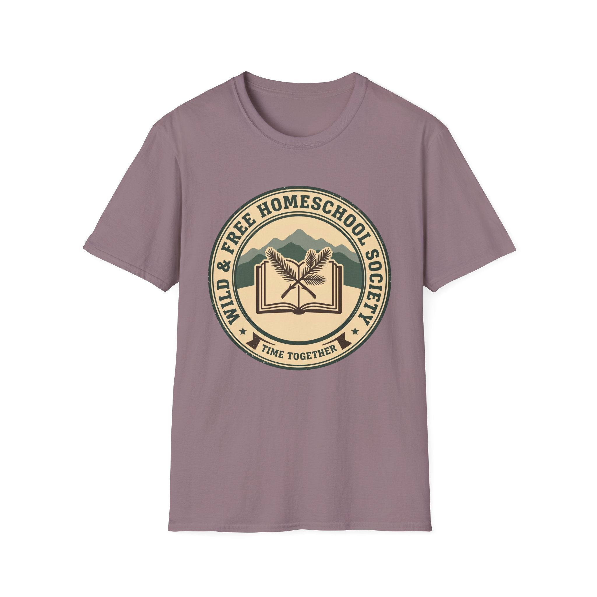 Homeschooling Society homeschool mom graphic t-shirt with a warm homeschool-inspired graphic with thoughtful lettering