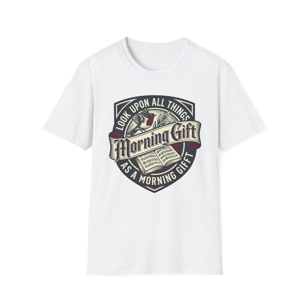 Morning Gift homeschool mom graphic t-shirt with a warm homeschool-inspired graphic with thoughtful lettering