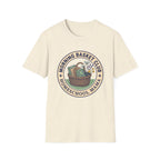 Morning Basket Club homeschool mom graphic t-shirt with a cozy morning basket-inspired design with books, gentle details, and home learning charm