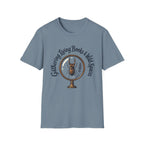 Gathering Living Books homeschool mom graphic t-shirt with a gathered-at-home inspired graphic with books, florals, and cozy family learning details