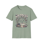 Tea, Tales, & Truth homeschool mom graphic t-shirt with a faith-filled homeschool design with gentle lettering and classic illustrative details