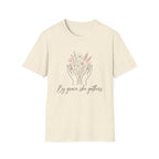 By Grace homeschool mom graphic t-shirt with a faith-filled homeschool design with gentle lettering and classic illustrative details