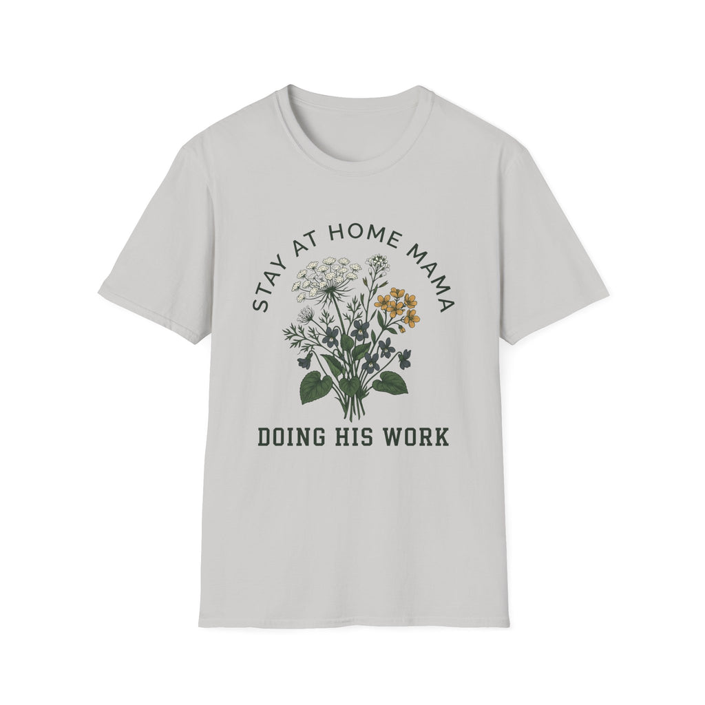 Stay At Home Mama homeschool mom graphic t-shirt with a warm homeschool-inspired graphic with thoughtful lettering