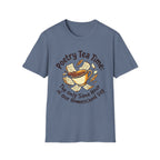 Poetry Tea Time homeschool mom graphic t-shirt with a cozy poetry teatime graphic with tea, books, and vintage homeschool charm