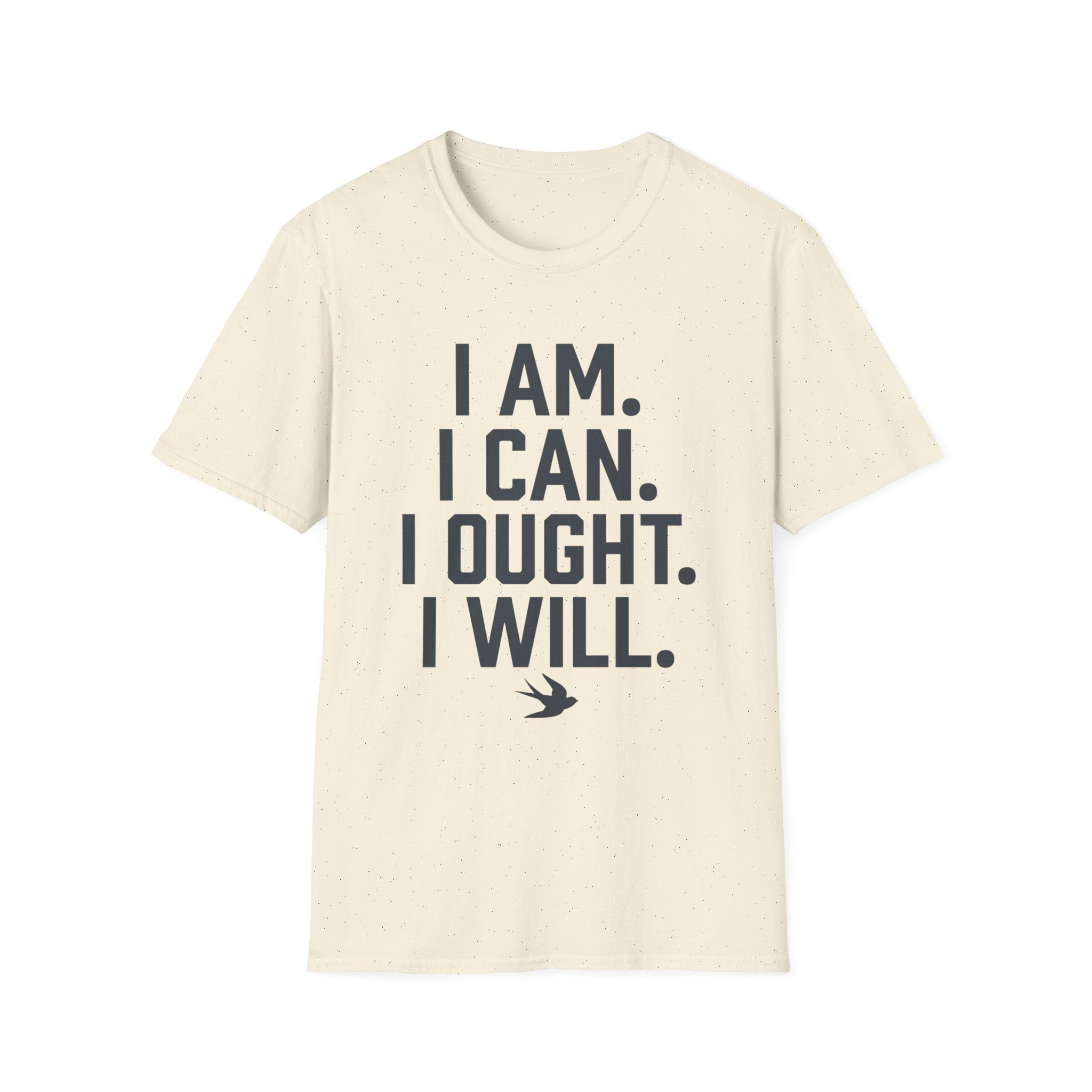 I Am, I Can, I Ought, I Will homeschool mom graphic t-shirt with a warm homeschool-inspired graphic with thoughtful lettering