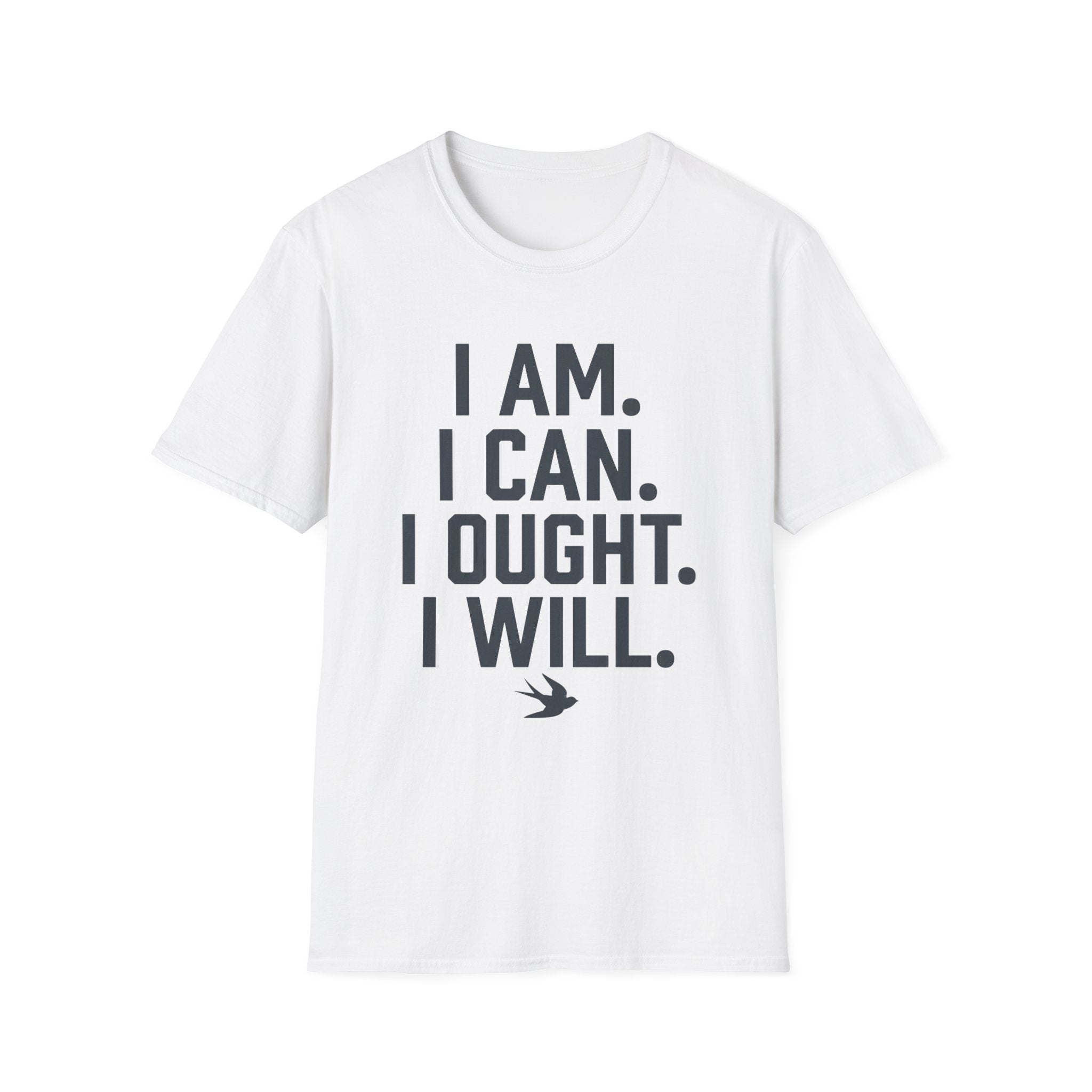 I Am, I Can, I Ought, I Will homeschool mom graphic t-shirt with a warm homeschool-inspired graphic with thoughtful lettering