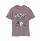 Tea, Tales, & Truth homeschool mom graphic t-shirt with a faith-filled homeschool design with gentle lettering and classic illustrative details
