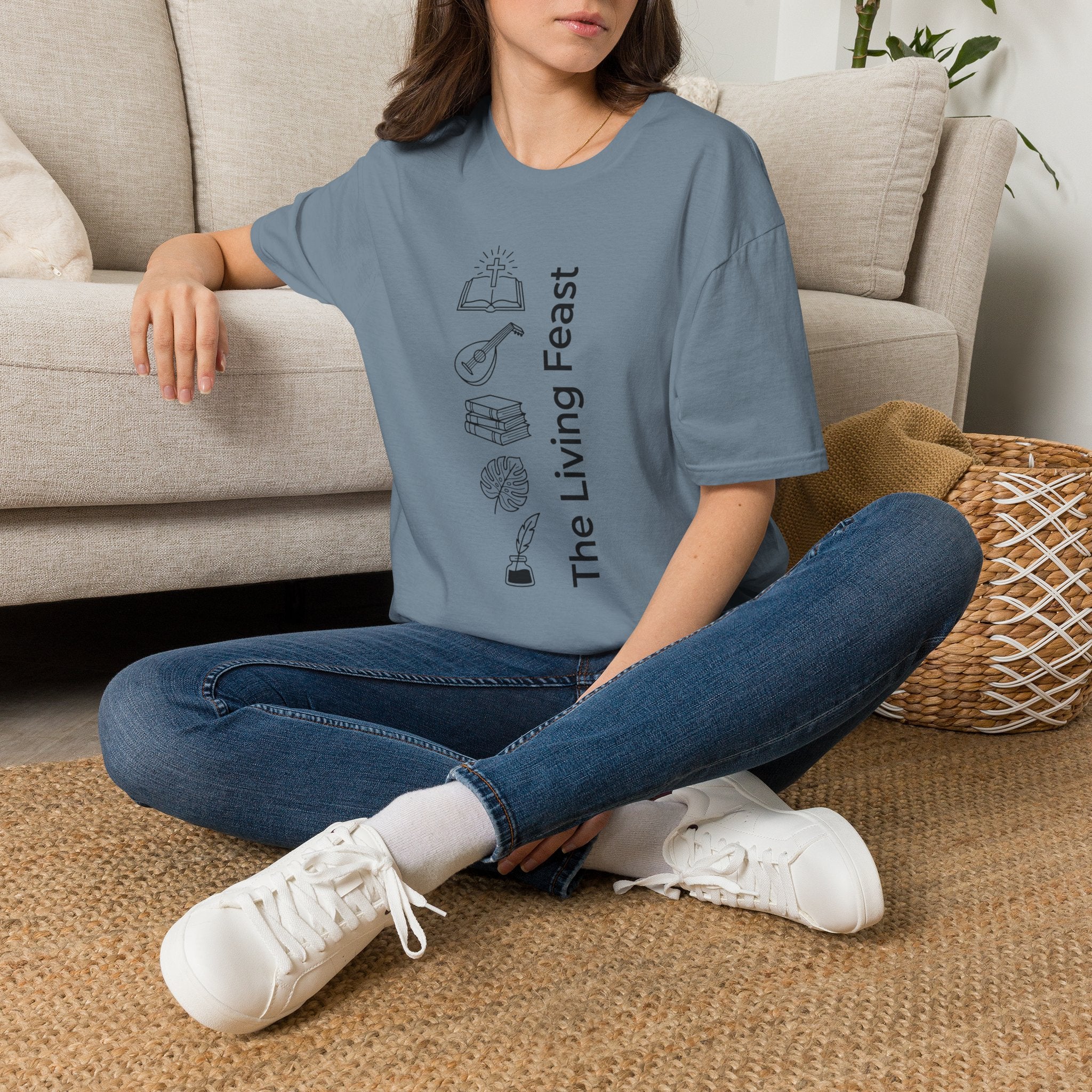 The Living Feast homeschool mom graphic t-shirt with a warm homeschool-inspired graphic with thoughtful lettering