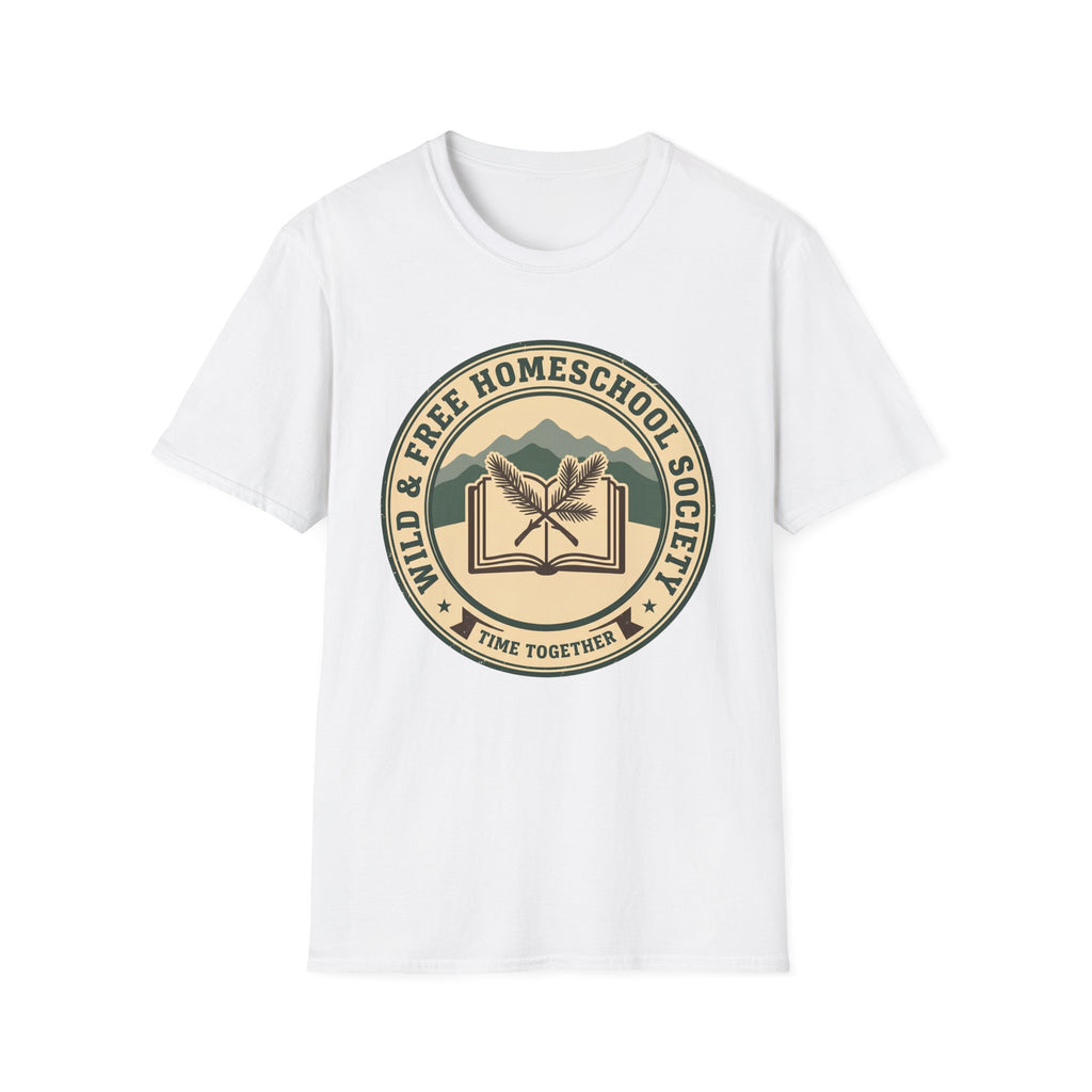 Homeschooling Society homeschool mom graphic t-shirt with a warm homeschool-inspired graphic with thoughtful lettering