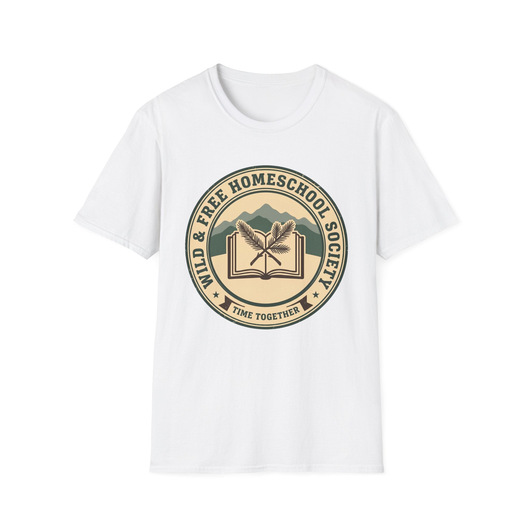 Homeschooling Society homeschool mom graphic t-shirt with a warm homeschool-inspired graphic with thoughtful lettering