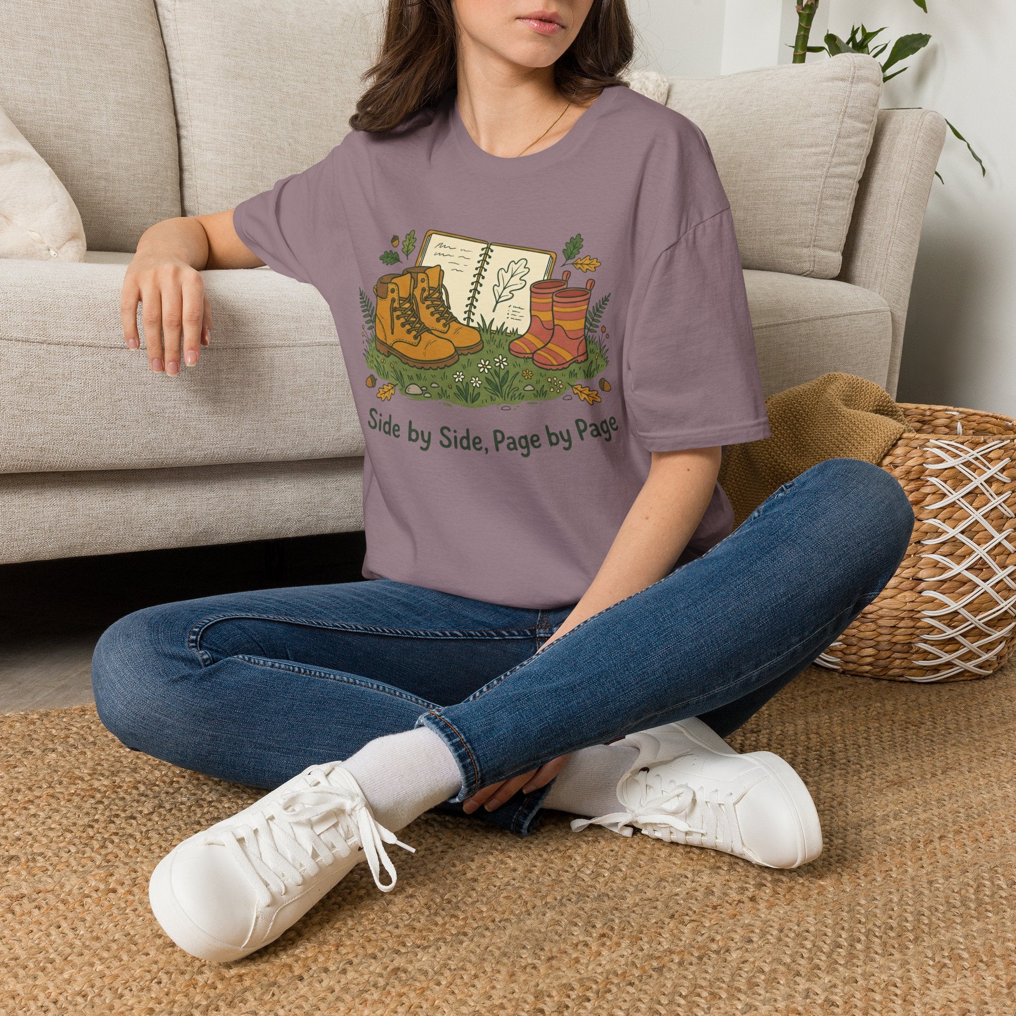 Side By Side homeschool mom graphic t-shirt with a warm homeschool-inspired graphic with thoughtful lettering