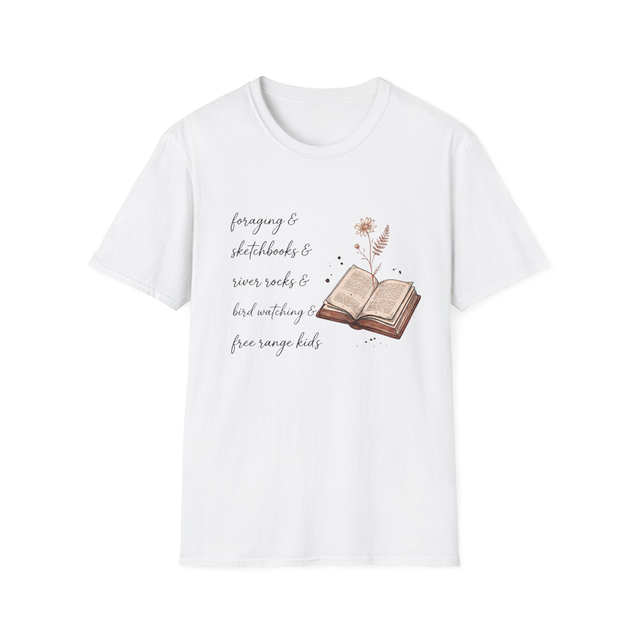 Homeschool Mom Outdoor Check List homeschool mom graphic t-shirt with a playful checklist-style homeschool graphic with bookish and nature-inspired details