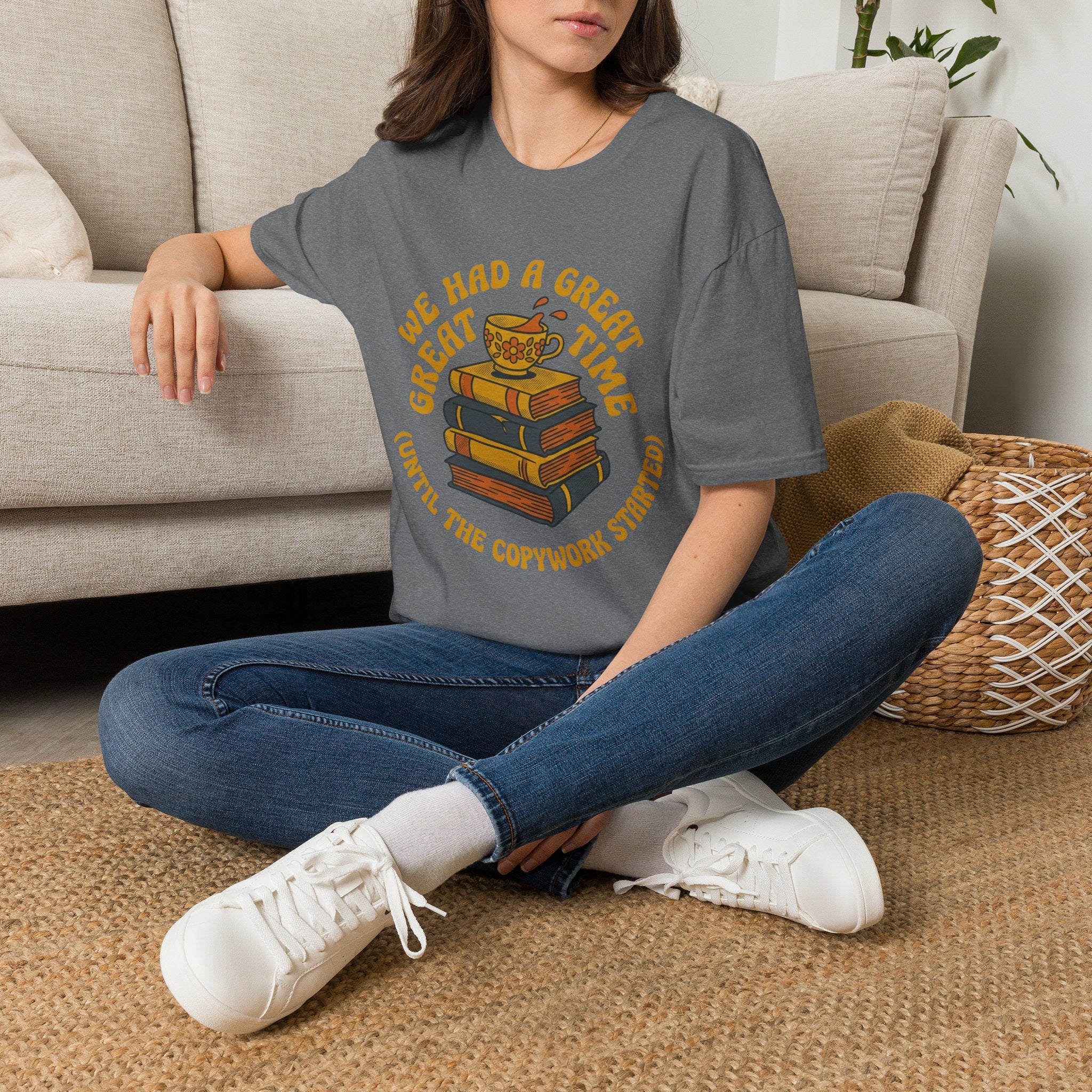 We Had A Great Time homeschool mom graphic t-shirt with a warm homeschool-inspired graphic with thoughtful lettering