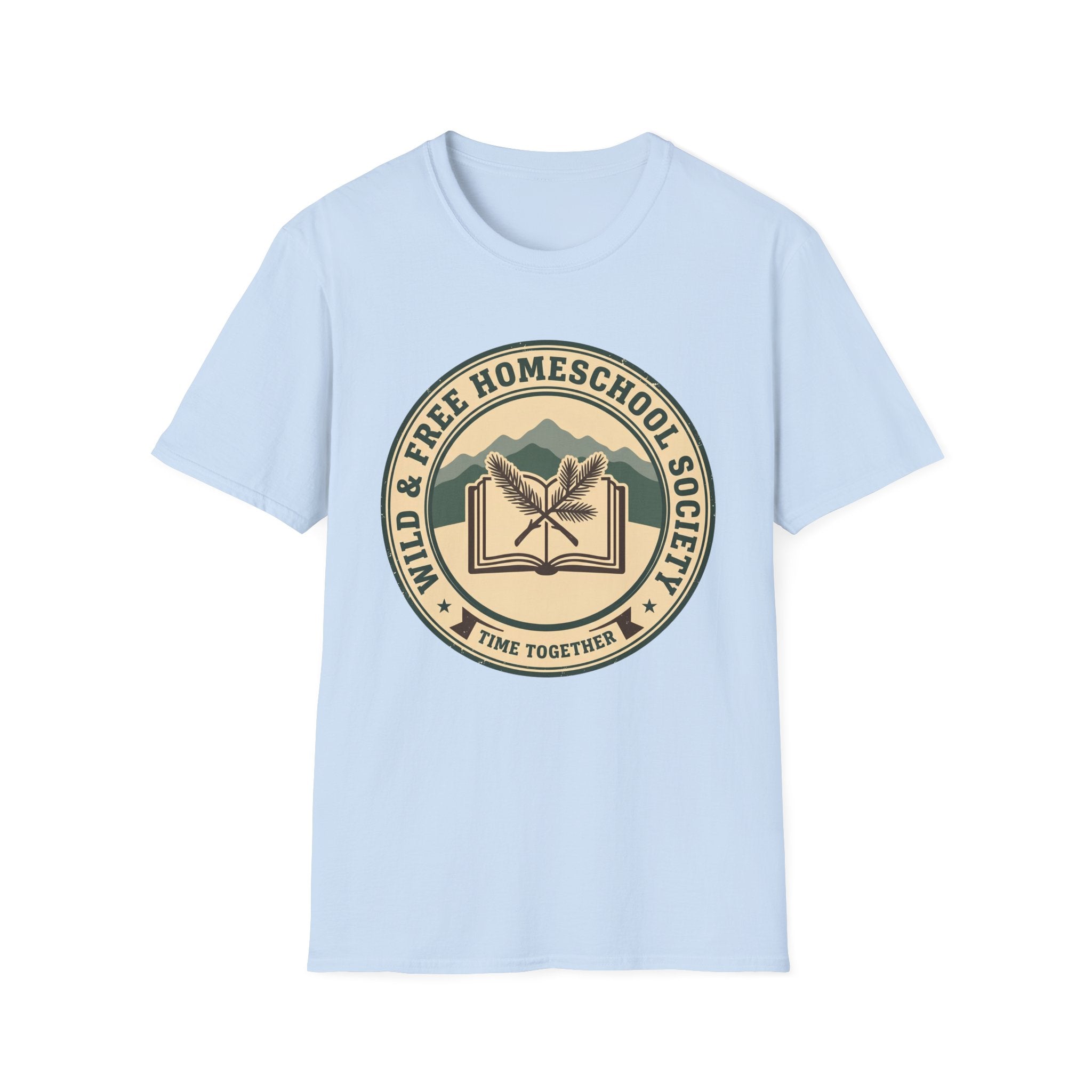 Homeschooling Society homeschool mom graphic t-shirt with a warm homeschool-inspired graphic with thoughtful lettering