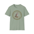 Gather Round Nature & Lore homeschool mom graphic t-shirt with a Charlotte Mason-inspired design with nature details, bookish elements, and classic homeschool lettering