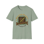 Morning Basket Adventure Club homeschool mom graphic t-shirt with a cozy morning basket-inspired design with books, gentle details, and home learning charm