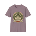Motherhood Nature Club homeschool mom graphic t-shirt with a faith-filled homeschool design with gentle lettering and classic illustrative details
