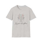 By Grace homeschool mom graphic t-shirt with a faith-filled homeschool design with gentle lettering and classic illustrative details