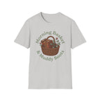 Morning Basket, Muddy Boots homeschool mom graphic t-shirt with a cozy morning basket-inspired design with books, gentle details, and home learning charm