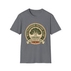 Motherhood Nature Club homeschool mom graphic t-shirt with a faith-filled homeschool design with gentle lettering and classic illustrative details
