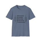 Homeschool Check List homeschool mom graphic t-shirt with a playful checklist-style homeschool graphic with bookish and nature-inspired details