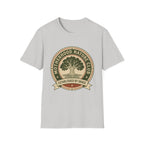 Motherhood Nature Club homeschool mom graphic t-shirt with a faith-filled homeschool design with gentle lettering and classic illustrative details