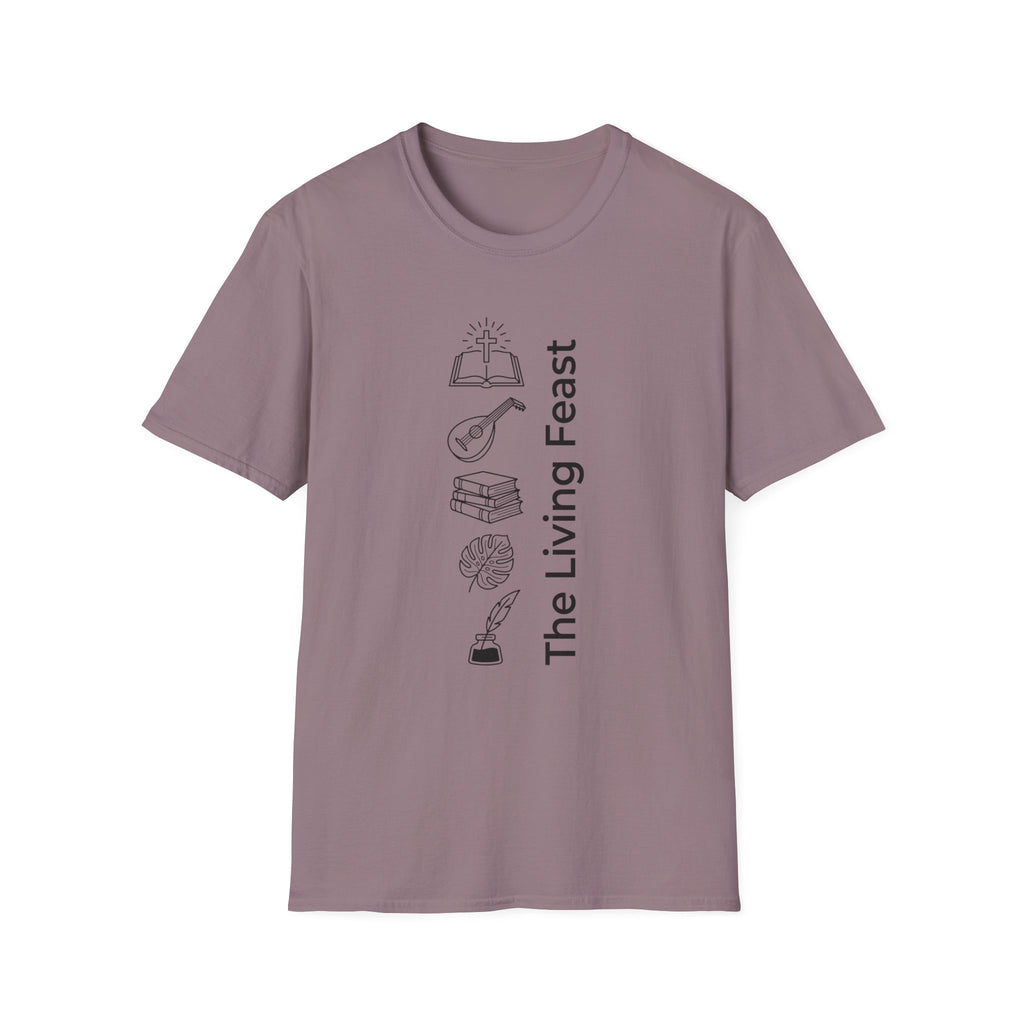The Living Feast homeschool mom graphic t-shirt with a warm homeschool-inspired graphic with thoughtful lettering