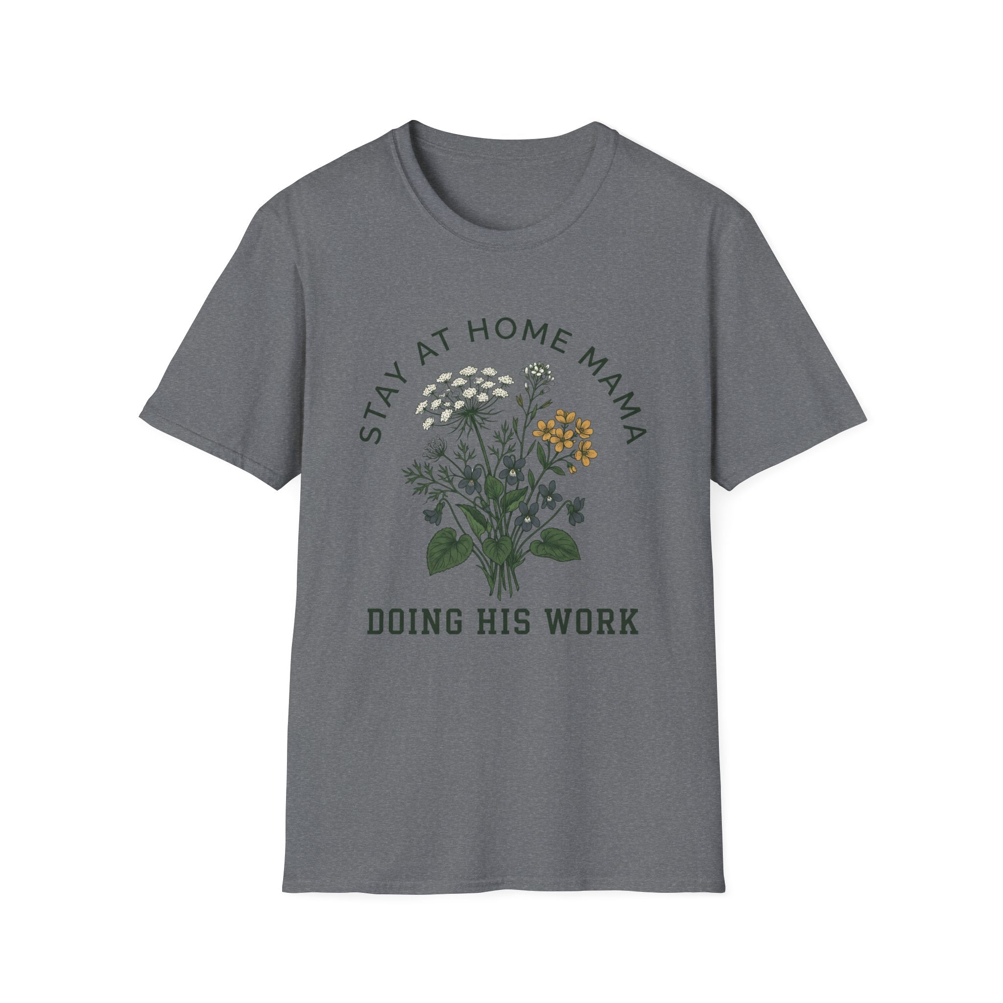 Stay At Home Mama homeschool mom graphic t-shirt with a warm homeschool-inspired graphic with thoughtful lettering