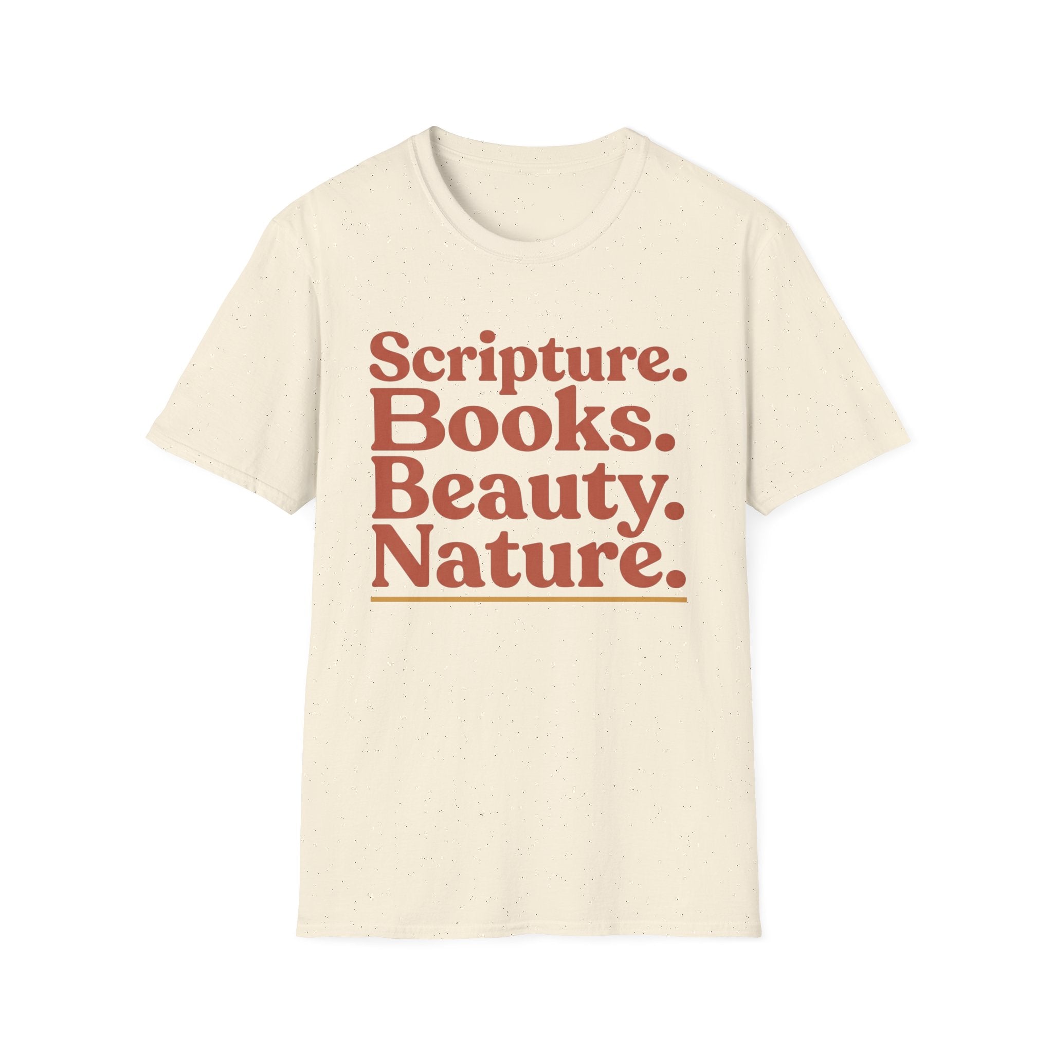 Scripture Books Beauty homeschool mom graphic t-shirt with a faith-filled homeschool design with gentle lettering and classic illustrative details
