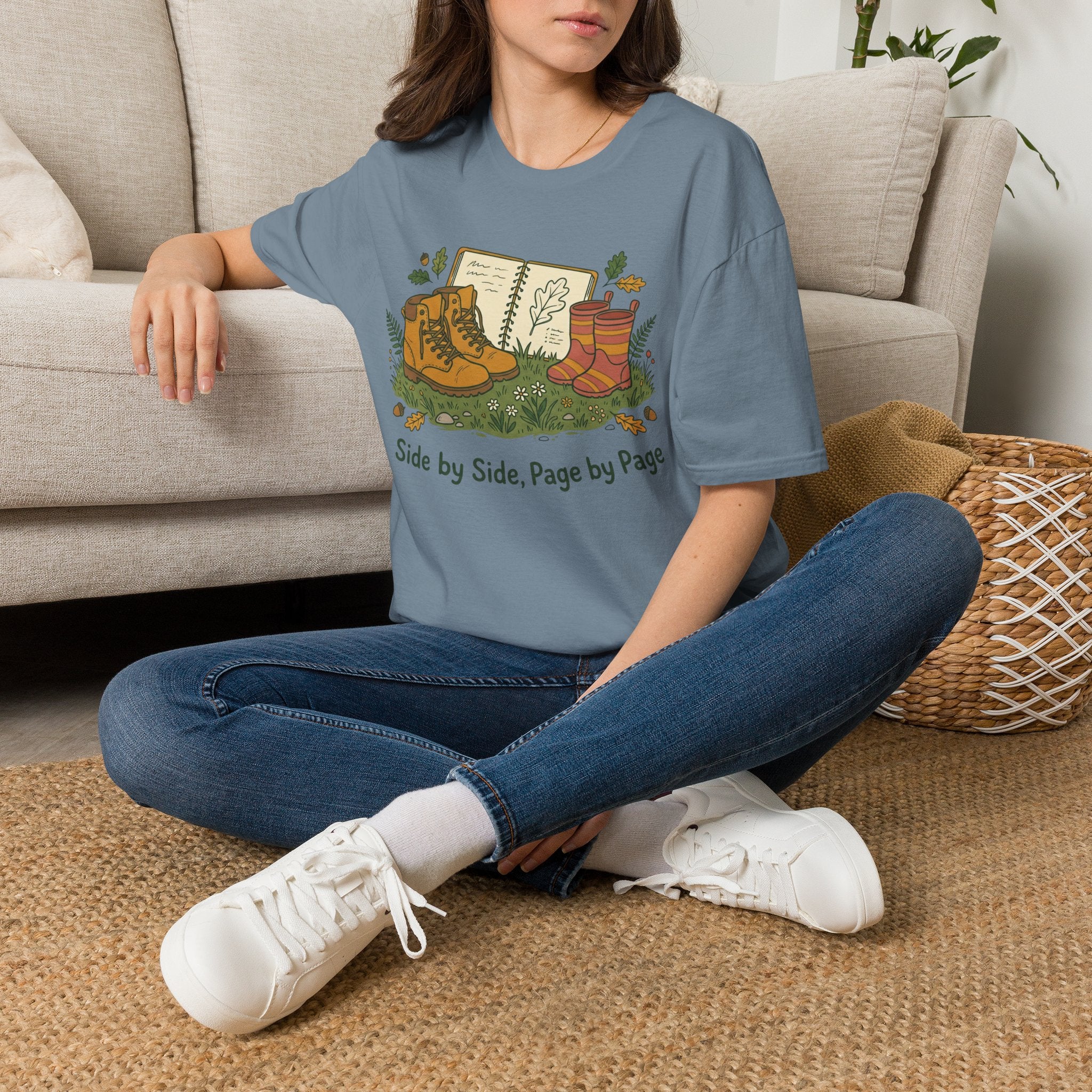 Side By Side homeschool mom graphic t-shirt with a warm homeschool-inspired graphic with thoughtful lettering
