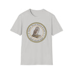 Gather Round Nature & Lore homeschool mom graphic t-shirt with a Charlotte Mason-inspired design with nature details, bookish elements, and classic homeschool lettering