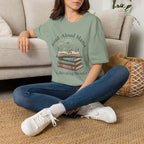 Read Aloud Mama homeschool mom graphic t-shirt with a sweet read-aloud design with stacked books, florals, and gentle homeschool charm