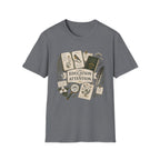 The Education Of Attention homeschool mom graphic t-shirt with a Charlotte Mason-inspired design with books, nature details, and vintage homeschool charm