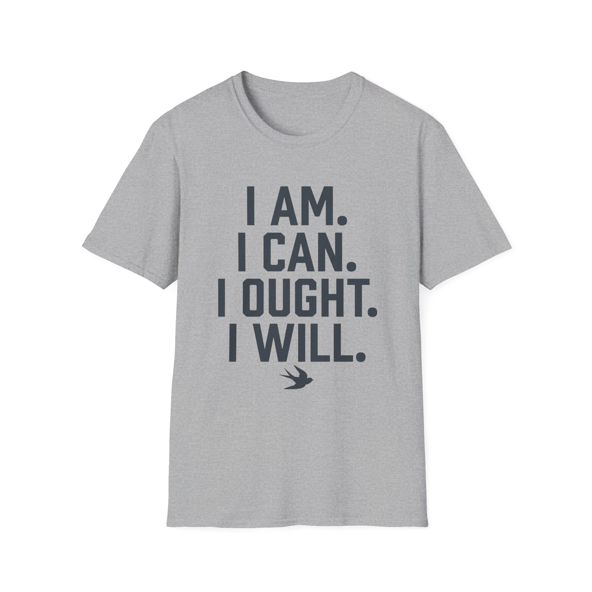 I Am, I Can, I Ought, I Will homeschool mom graphic t-shirt with a warm homeschool-inspired graphic with thoughtful lettering
