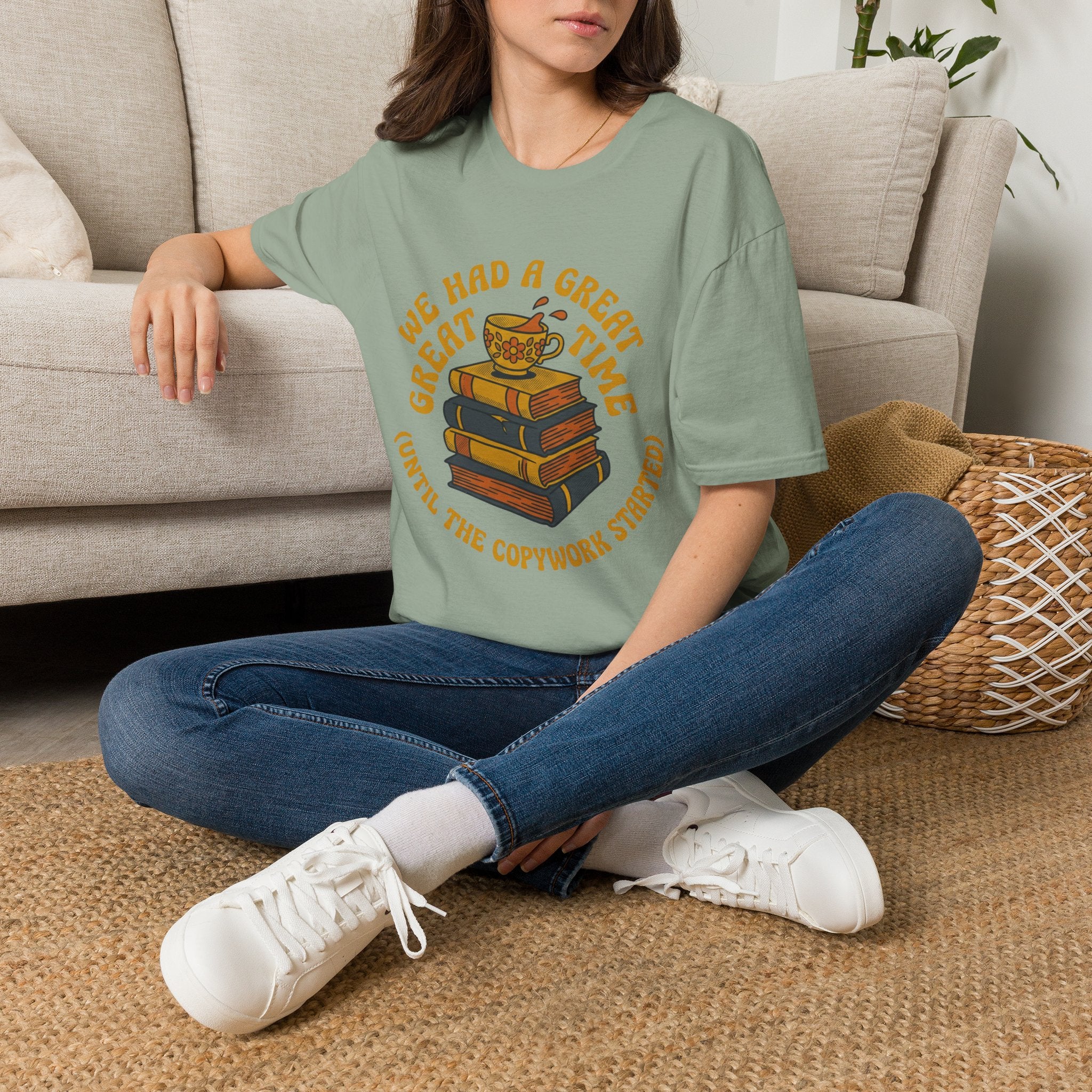 We Had A Great Time homeschool mom graphic t-shirt with a warm homeschool-inspired graphic with thoughtful lettering