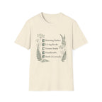 Homeschool Mom Check List homeschool mom graphic t-shirt with a playful checklist-style homeschool graphic with nature-inspired details