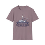 Faithful In The Unseen homeschool mom graphic t-shirt with a faith-filled homeschool design with gentle lettering and classic illustrative details