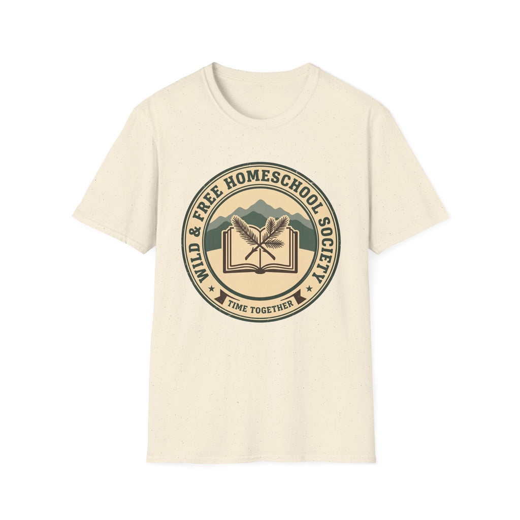Homeschooling Society homeschool mom graphic t-shirt with a warm homeschool-inspired graphic with thoughtful lettering