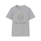 By Grace homeschool mom graphic t-shirt with a faith-filled homeschool design with gentle lettering and classic illustrative details