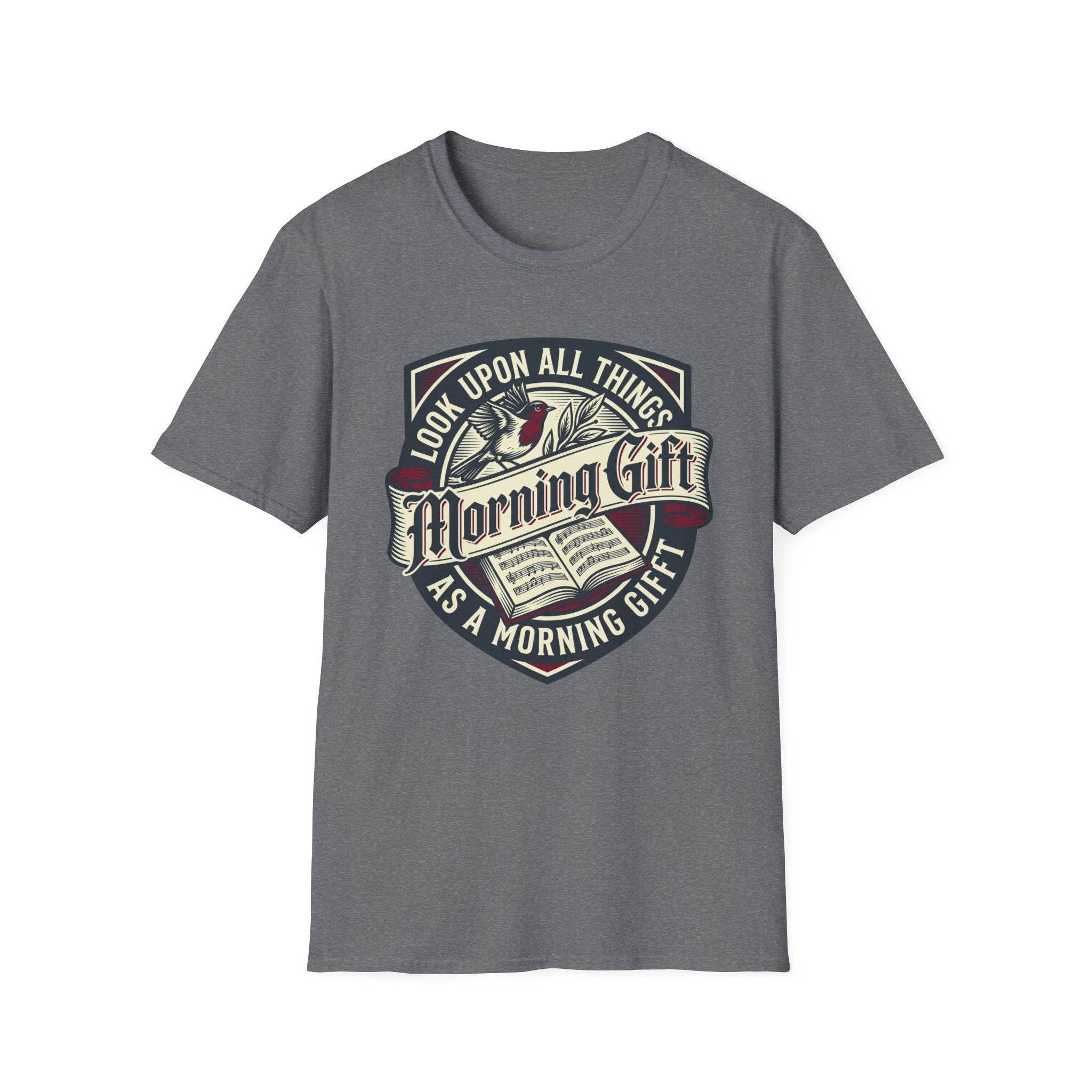 Morning Gift homeschool mom graphic t-shirt with a warm homeschool-inspired graphic with thoughtful lettering