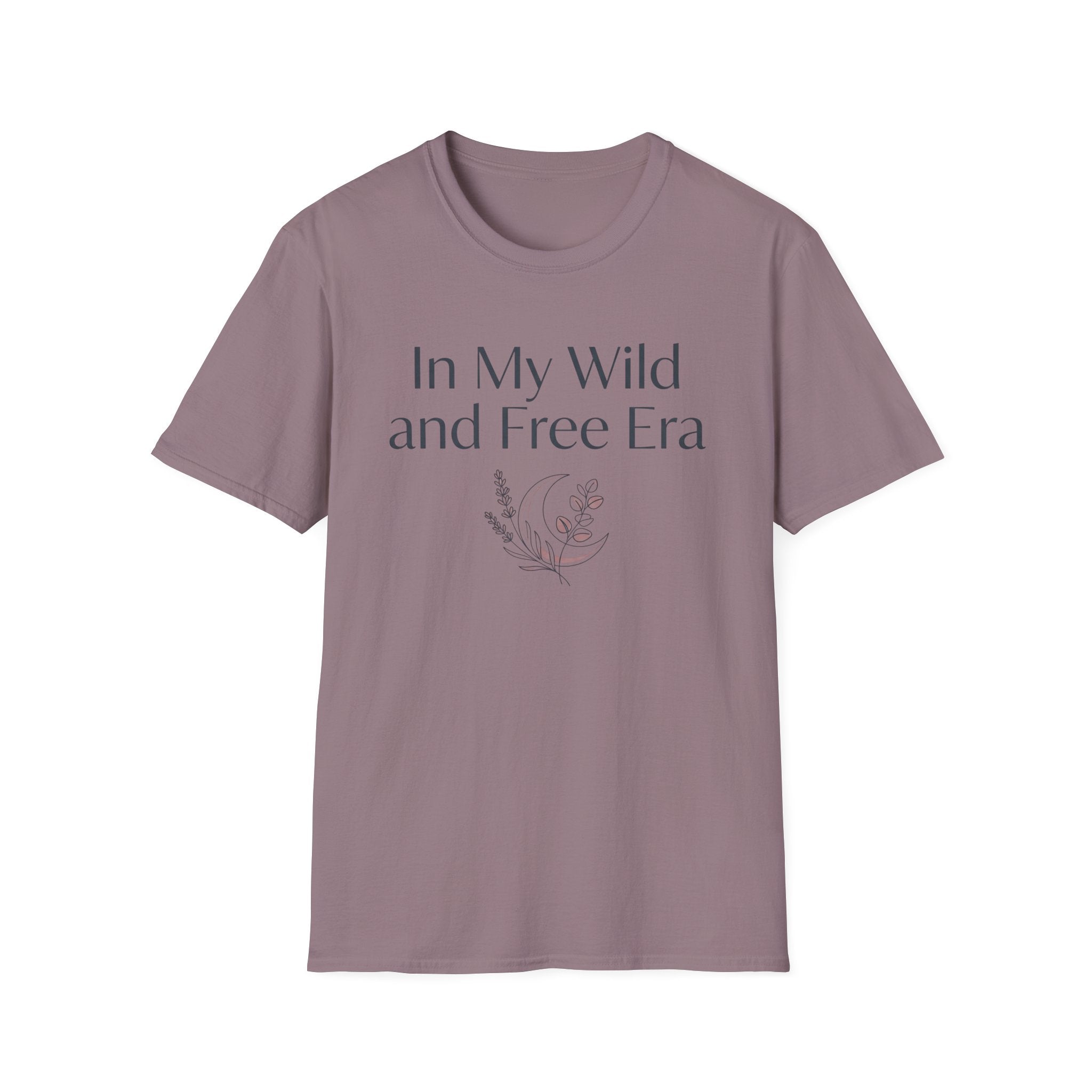 My Wild and Free Era homeschool mom graphic t-shirt with an adventurous homeschool graphic with nature, books, and outdoor learning energy