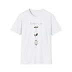 Faithful Is He homeschool mom graphic t-shirt with a faith-filled homeschool design with gentle lettering and classic illustrative details