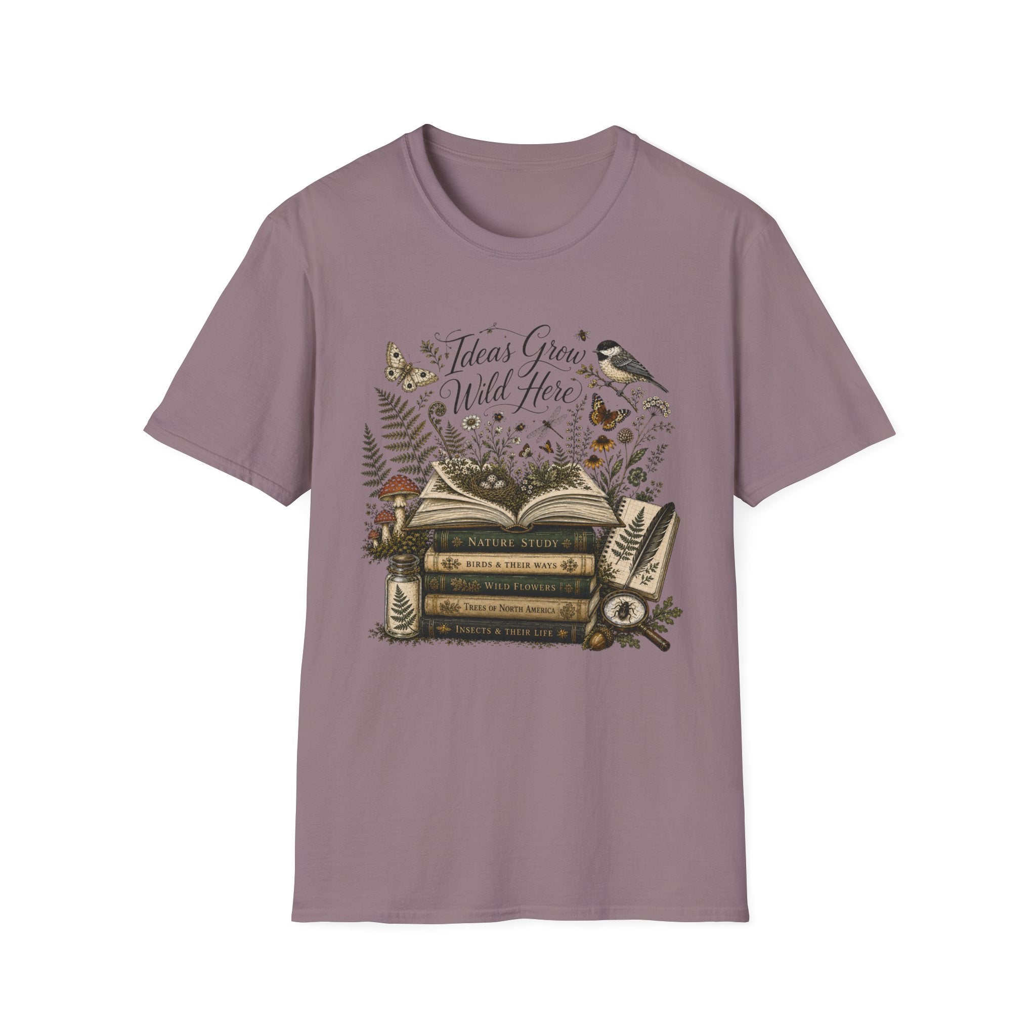 Ideas Grow Here homeschool mom graphic t-shirt with a warm homeschool-inspired graphic with thoughtful lettering