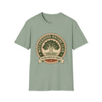 Motherhood Nature Club homeschool mom graphic t-shirt with a faith-filled homeschool design with gentle lettering and classic illustrative details