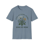 Stay At Home Mama homeschool mom graphic t-shirt with a warm homeschool-inspired graphic with thoughtful lettering