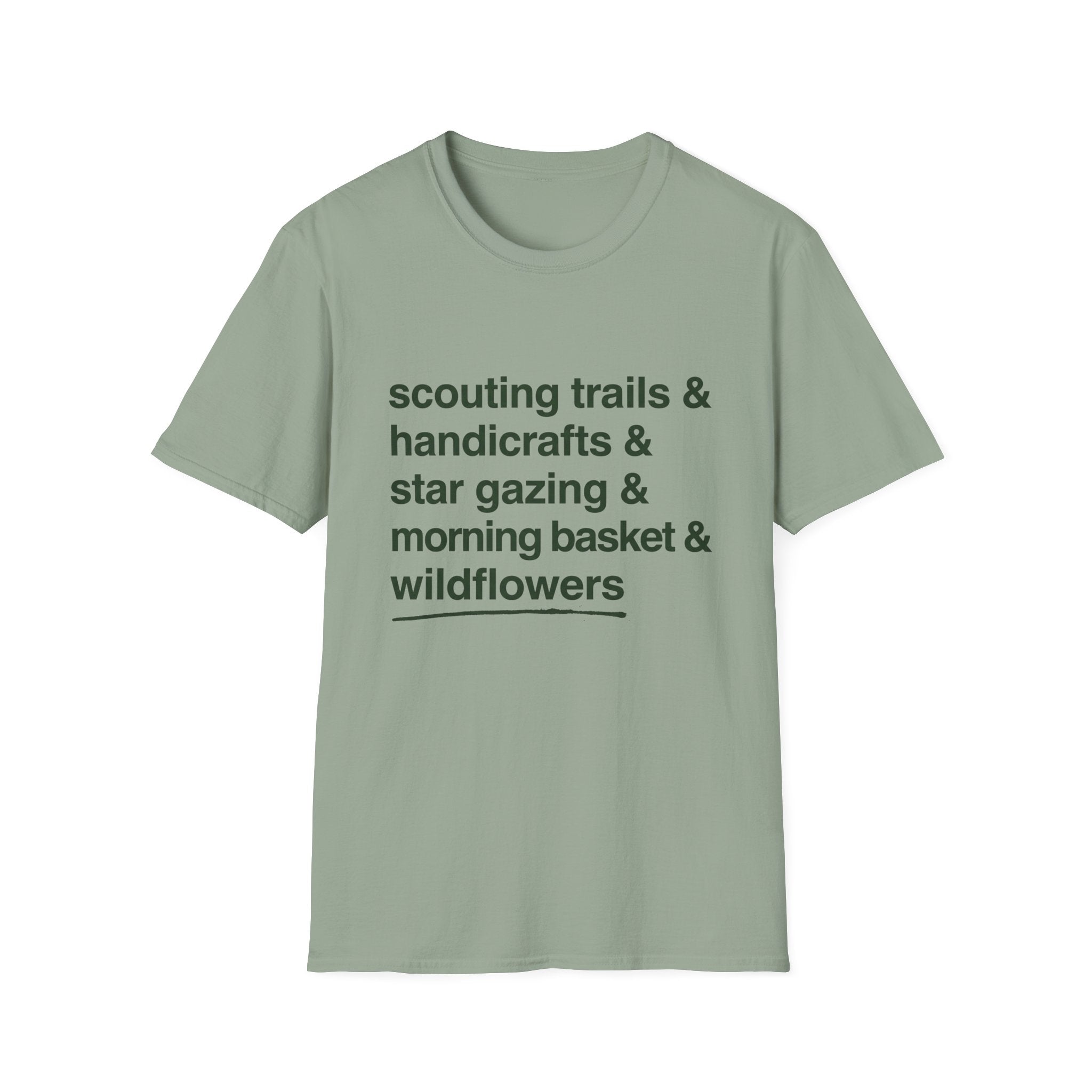 Scouting Trails Check List homeschool mom graphic t-shirt with a playful checklist-style homeschool graphic with bookish and nature-inspired details