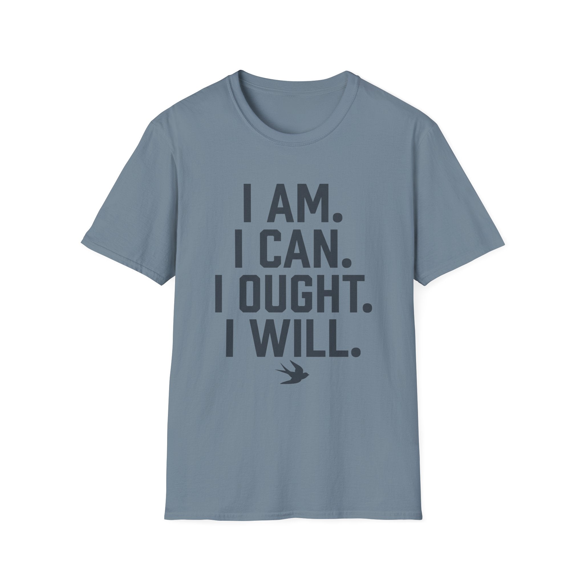 I Am, I Can, I Ought, I Will homeschool mom graphic t-shirt with a warm homeschool-inspired graphic with thoughtful lettering