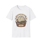 Living Books & Lovely Things homeschool mom graphic t-shirt with a Charlotte Mason-inspired design with books, nature details, and vintage homeschool charm
