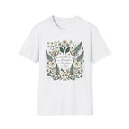 Education Is homeschool mom graphic t-shirt with a Charlotte Mason-inspired design with books, nature details, and vintage homeschool charm